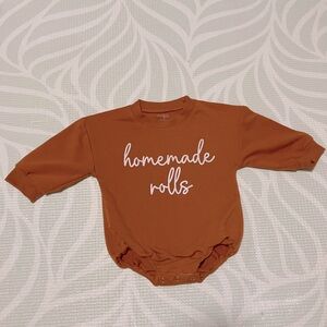 6-12 Months “Homemade Rolls” Long sleeve Onesie